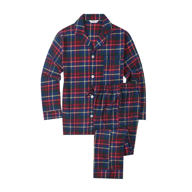 PLATINUM MENSWEAR Men/'s Soft Matching Flannel Plaid Pajama Set with 2 Pocket and Adjustable Drawstring Pants